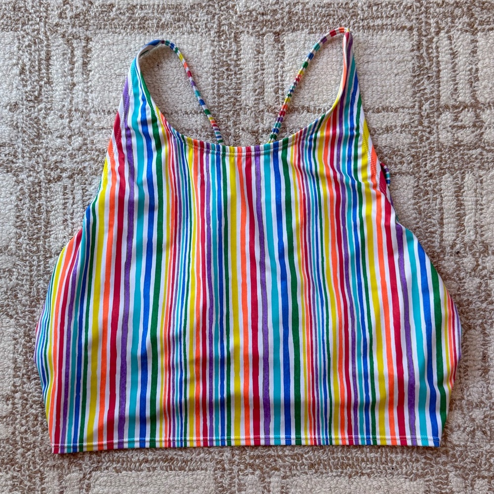 Sirena Target Pride Rainbow Stripe Tie Back Halter Tankini Swim Top - XXL